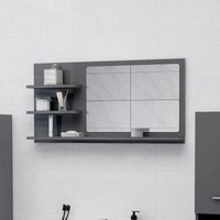Badspiegel Hochglanz-Grau 90x10,5x45 cm Spanplatte von LONGZIMING