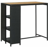 Bartisch mit Regal Schwarz 120x60x110 cm Poly Rattan von LONGZIMING