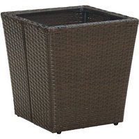 Beistelltisch Braun 41,5x41,5x44 cm Poly Rattan und Hartglas von LONGZIMING