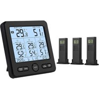 Drahtlose Wetterstation mit 3 Außensensoren Digitales Thermometer für den Innen- und Außenbereich, Hygrometer mit von LONGZIMING
