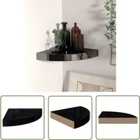 The Living Store Eck-Schweberegal Hochglanz-Schwarz 25x25x3,8 cm MDF - Eckwandregal - Schwarz - Waben-MDF - Metall - Schwebender Regal von TUSERXLN