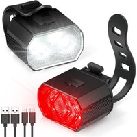 Fahrradlicht vorne und hinten, per USB wiederaufladbares LED-Fahrradlicht IPX6, 6 Beleuchtungsmodi, Fahrradlicht geeignet für Mountainbikes und von LONGZIMING