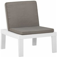 Garten-Lounge-Stuhl mit Auflage Kunststoff Weiß von LONGZIMING