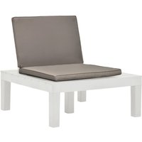 Garten-Lounge-Stuhl mit Sitzpolster Kunststoff Weiß von LONGZIMING