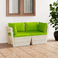 Garten-Palettensofa 2-Sitzer mit Kissen Fichtenholz von LONGZIMING
