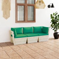 Garten-Palettensofa 3-Sitzer mit Kissen Fichtenholz von LONGZIMING