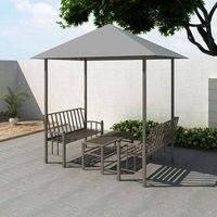 Longziming - Gartenpavillon mit Tisch und Bänken 2,5x1,5x2,4 m Anthrazit von LONGZIMING