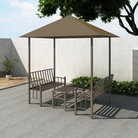 Longziming - Gartenpavillon mit Tisch und Bänken 2,5x1,5x2,4 m Taupe 180 g/m² von LONGZIMING