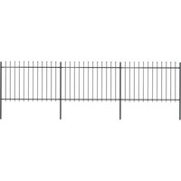 Longziming - Gartenzaun mit Speerspitzen Stahl 5,1 x 1,2 m Schwarz von LONGZIMING