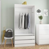 Kleiderschrank Hochglanz-Weiß 100×50×200 cm Spanplatte von LONGZIMING