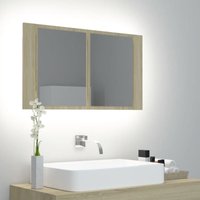LED-Bad-Spiegelschrank Sonoma-Eiche 80x12x45 cm von LONGZIMING