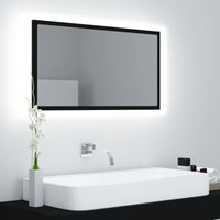 LED-Badspiegel Schwarz 80x8,5x37 cm Spanplatte von LONGZIMING