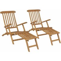 Liegestühle mit Fußteil 2 Stk. Teak Massivholz von LONGZIMING