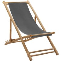 Longziming - Liegestuhl Bambus und Segeltuch Dunkelgrau von LONGZIMING