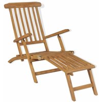 Longziming - Liegestuhl mit Fußablage Massivholz Teak von LONGZIMING