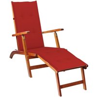 Longziming - Liegestuhl mit Fußstütze und Auflage Akazie Massivholz von LONGZIMING