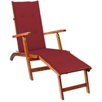 Longziming - Liegestuhl mit Fußstütze und Auflage Akazie Massivholz von LONGZIMING