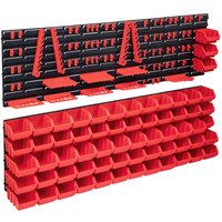 Longziming - 141tlg. Behälter-Set für Kleinteile mit Wandplatten Rot Schwarz von LONGZIMING