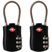 Longziming - 2er-Pack TSA-Gepäckschloss, 3-stelliges Reiseschloss, Zahlenschloss, Codeschloss für Reisekoffer usw. (Schwarz) von LONGZIMING