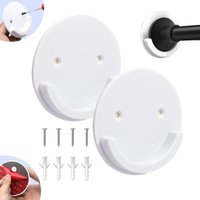 Longziming - 2er-Pack universelle Duschvorhangstangenhalter mit Klebstoff, ohne Bohren – Duschvorhangstangenhalterung mit Schrauben für Badezimmer, von LONGZIMING