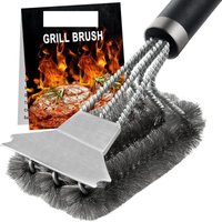 3-in-1-Grillbürste mit langem Griff, Reinigungsbürste und Schaber, Grillzubehör aus Edelstahl, 360°-Reinigung von BBQ-Grills, Küche, Geschirr 3-in-1-Grillbürste mit langem Griff, Reinigungsbürste und Schaber, Grillzubehör aus Edelstahl, 360°-Reinigung von BBQ-Grills, Küche, Geschirr von LONGZIMING