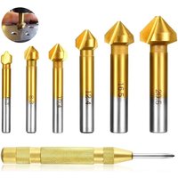 6-teiliger 90°-Kegelsenker-Satz, Senker für Bohrmaschine, HSS-Kegelsenker-Satz, Titanbeschichtet, Durchmesser 6,3–20,5 mm, Senkbohrer mit 1 Packung von LONGZIMING