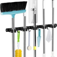 Longziming - Besenhalter zur Wandmontage, 5 Halterungen + 4 schwarze Haken. Besenhalter zur Wandmontage, Besenhalter zur Wandmontage, Besenhalter zur Longziming - Besenhalter zur Wandmontage, 5 Halterungen + 4 schwarze Haken. Besenhalter zur Wandmontage, Besenhalter zur Wandmontage, Besenhalter zur von LONGZIMING