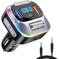 Bluetooth-FM-Transmitter fürs Auto, Zigarettenanzünder-Bluetooth 5.0-Autoladegerät PD+QC3.0, Aux-Empfänger, großes Mikrofon und HiFi mit tiefem Bass, Bluetooth-FM-Transmitter fürs Auto, Zigarettenanzünder-Bluetooth 5.0-Autoladegerät PD+QC3.0, Aux-Empfänger, großes Mikrofon und HiFi mit tiefem Bass, von LONGZIMING