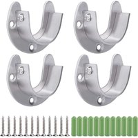 Garderobenstangenhalterung aus Edelstahl, 4 Stück U-förmige Gardinenstangenhalterung, strapazierfähige Rundrohrbuchsen mit Schrauben (32 mm) von LONGZIMING