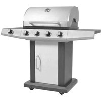 Longziming - Gasgrill 4+1 Flammen Schwarz und Silbern vidaXL von LONGZIMING