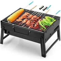 Longziming - Holzkohlegrill, Tragbarer Grill Kleiner Faltbarer Haushaltstisch Holzkohlegrill Mit 2 Grillklammern Edelstahl Grill Im von LONGZIMING
