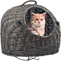 Katzen-Transportkorb Grau 50×42×40 cm Natürliche Weide von LONGZIMING