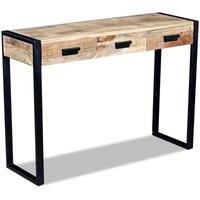 Konsolentisch mit 3 Schubladen Mangoholz Massiv 110x35x78 cm von LONGZIMING