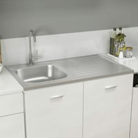Longziming - Küchenspüle mit Abtropfset Silbern 1000x600x155 mm Edelstahl von LONGZIMING