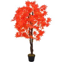 Künstliche Pflanze Ahornbaum mit Topf Rot 120 cm von LONGZIMING