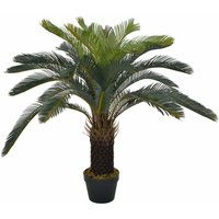Künstliche Pflanze Cycas-Palme mit Topf Grün 90 cm von LONGZIMING