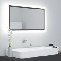 LED-Badspiegel Hochglanz-Grau 80x8,5x37 cm Spanplatte von LONGZIMING