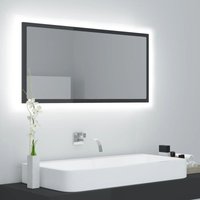 LED-Badspiegel Hochglanz-Grau 90x8,5x37 cm Spanplatte von LONGZIMING