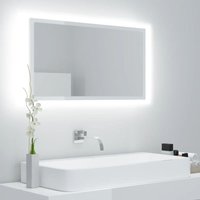 LED-Badspiegel Hochglanz-Weiß 80x8,5x37 cm Spanplatte von LONGZIMING