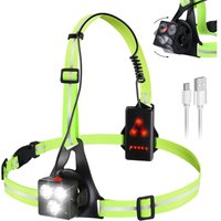 Longziming - Lauflicht, usb wiederaufladbare Brustlampe, Lauf-Rumpflampe, 500 Lumen, 120° verstellbarer Winkel, Jogginglampe mit Reflektorstreifen von LONGZIMING