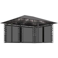 Pavillon mit Moskitonetz & LED-Lichterkette 4x3x2,73m Anthrazit von LONGZIMING