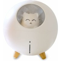 Planet Cat Luftbefeuchter für Zuhause, 220 ml, kühler Nebel mit 7 Farblichtern, automatische Abschaltung, Spray für Büro, Babyzimmer (weiße Katze) von LONGZIMING