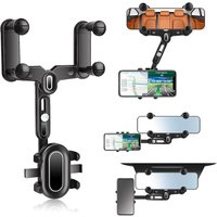 Longziming - Rückspiegel-Telefonhalterung, verstellbare Navigator-Halterung, universelle 360° drehbare und einziehbare Autotelefonhalterung für von LONGZIMING