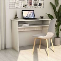 Schreibtisch Hochglanz-Weiß 90×50×74 cm Spanplatte von LONGZIMING