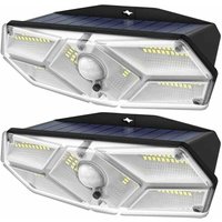 Longziming - Solarlicht für den Außenbereich mit Bewegungsmelder, 2er-Pack, 104 LEDs, wasserdicht, kabellos, 3 Modi, LED-Strahler, von LONGZIMING