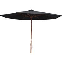 Longziming - Sonnenschirm mit Holzmast 350 cm Schwarz von LONGZIMING