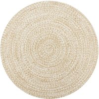 Longziming - Teppich Handgefertigt Jute Weiß und Natur 120 cm von LONGZIMING