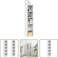 The Living Store CD-Regale 2 Stk. Weiß 21x16x93,5 cm Holzwerkstoff - cd Regal - Holzregal - Bücherregal - Aufbewahrungsbox - Medienregal von LONGZIMING