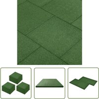 The Living Store Fallschutzfliesen 18 Stk. Gummi 50 x 50 x 3 cm Grün - Fallschutzmatte - Gummigummi - Spielbereich - Kinderzimmer - Garten von LONGZIMING