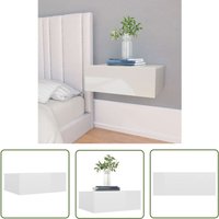 Longziming - The Living Store Hängender Nachttisch Hochglanz-Weiß 40x30x15 cm Holzwerkstoff - Hängender Nachttisch - Wand-Nachttisch - Schwebender von LONGZIMING